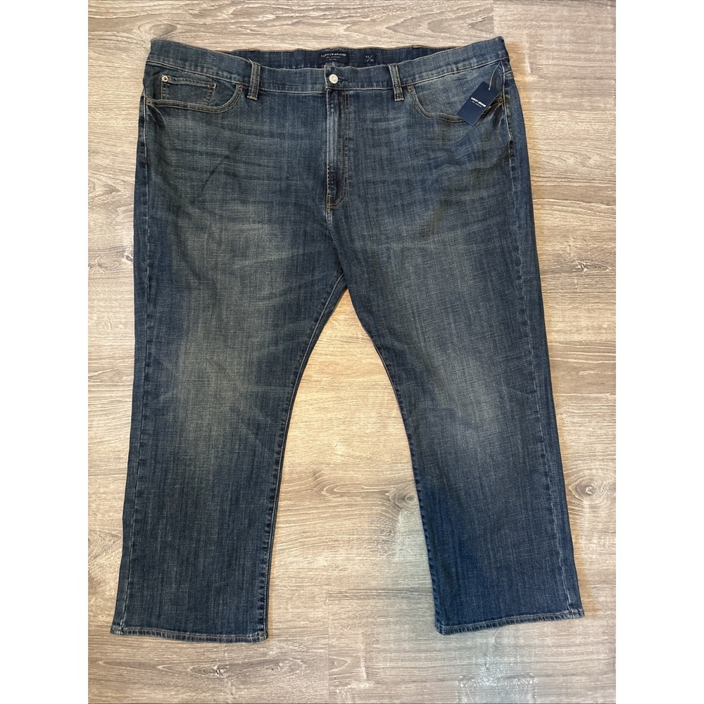 Lucky Brand Men's 181 Relaxed Straight Denim Jeans Dark Wash Blue 52x30 Zip NEW